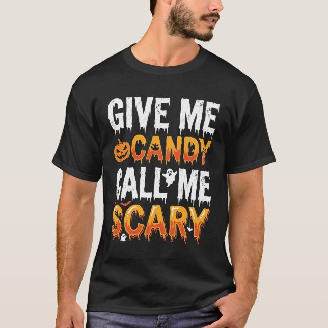 Camiseta Diseño de fantasma aterrador de dulces de Hallowee (Anverso)