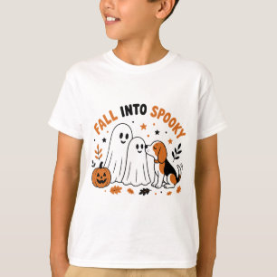 Camiseta Diseño de Fantasma Espeluznante de Otoño