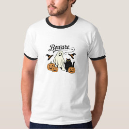Camiseta Diseño de Fantasma y Jack O'Lantern de Halloween