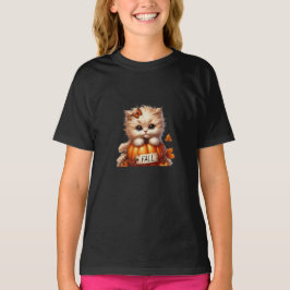 Camiseta Diseño de felinos de otoño para niños