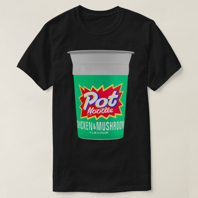 Camiseta Diseño de fideos en ollas de pollo y hongos (Diseño del anverso)