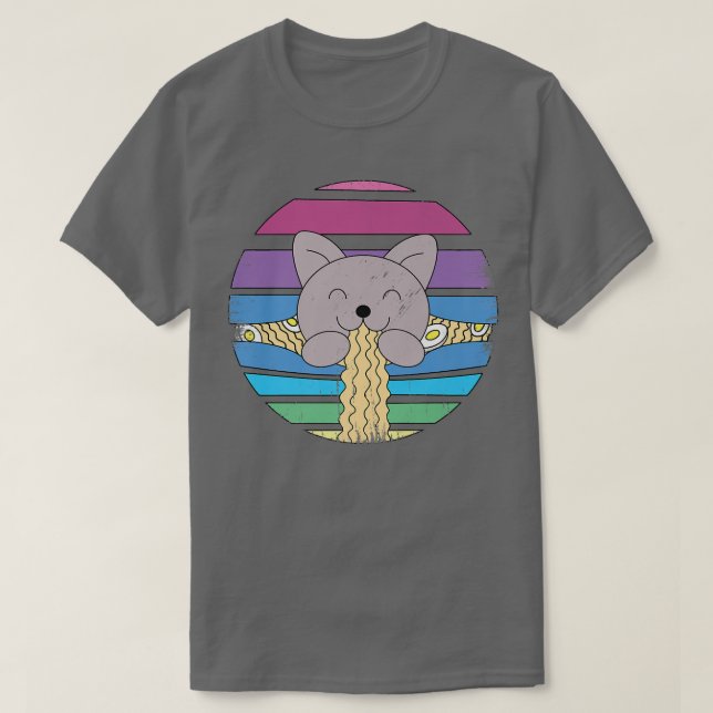 Camiseta Diseño de fideos Kawaii de moda retro para gato li (Diseño del anverso)