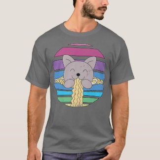 Camiseta Diseño de fideos Kawaii de moda retro para gato li