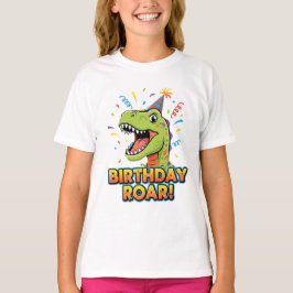 Camiseta Diseño de fiesta de cumpleaños de dinosaurio rugie
