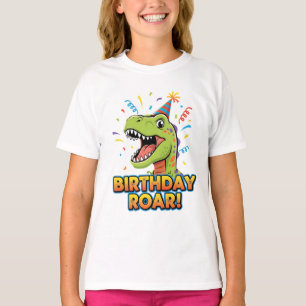 Camiseta Diseño de fiesta de cumpleaños de dinosaurio rugie