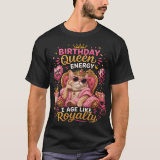 Camiseta Diseño de fiesta de cumpleaños de la Reina Gato Co