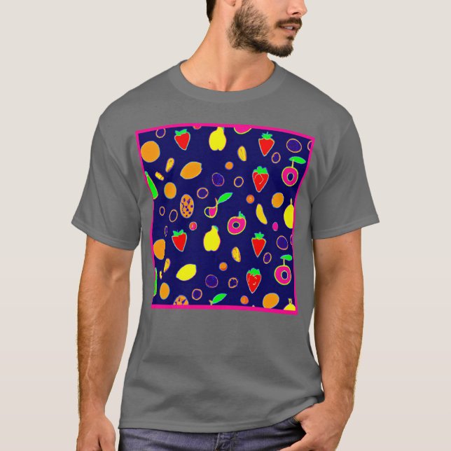 Camiseta Diseño de Fiesta de Frutas Eléctricas (Anverso)