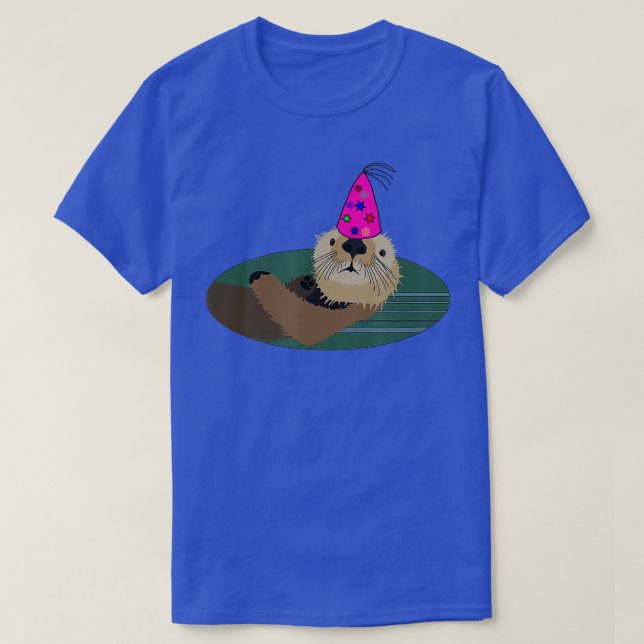 Camiseta Diseño de Fiesta de Gorra de cumpleaños Sea Otter (Diseño del anverso)