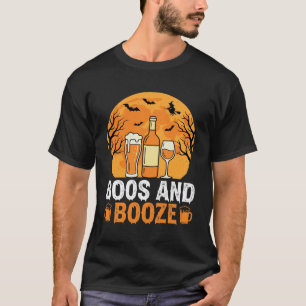 Camiseta Diseño de fiesta de Halloween con sustos y bebida