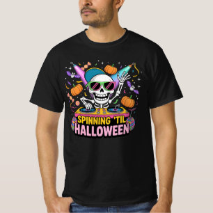 Camiseta Diseño de fiesta de Halloween para DJ Skeleton -
