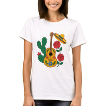 Diseño de fiesta de sombrero y cactus de guitarra 
