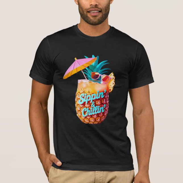 Camiseta Diseño de Fiestas tropicales de Sippin y Chillin (Anverso)