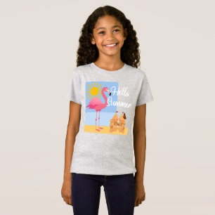 Camiseta Diseño de flamencos rosados de verano Hello - Todd