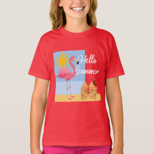 Camiseta Diseño de flamencos rosados de verano Hello - Todd