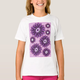 Camiseta Diseño de Flor Abstracto Moderno Patrón Floral Púr