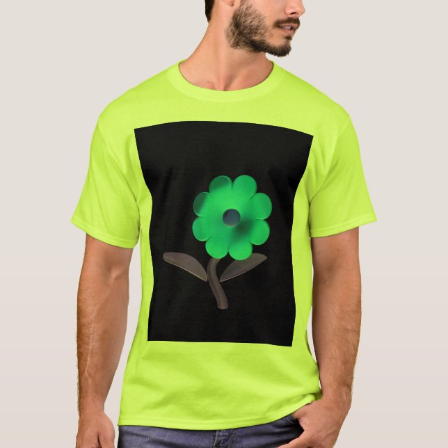 Camiseta Diseño de flor azul 3D moderno. (Anverso)