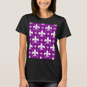 Camiseta Diseño de flor de lis púrpura y blanco