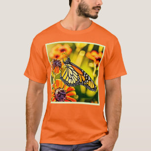 Camiseta Diseño de Flor de Mariposa Monarca Delicada