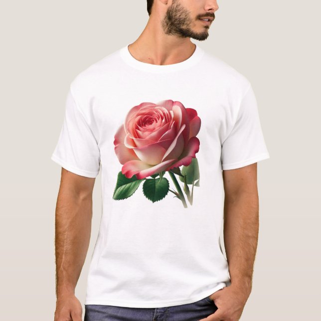 Camiseta diseño de flor Rosa (Anverso)