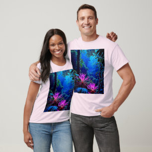 Camiseta Diseño de Floración Jungla Mística Brillante