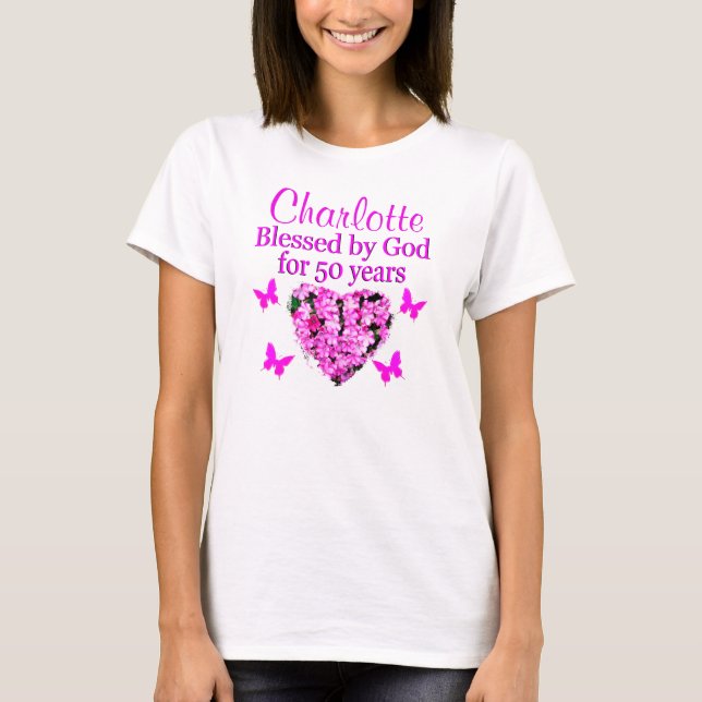 CAMISETA DISEÑO DE FLORAL ROSA PERSONALIZADO CON AMOR (Anverso)