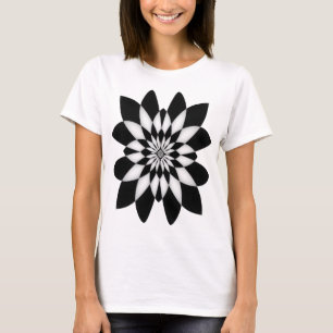 Camiseta Diseño de flores blancas y negras en negro