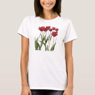 Camiseta Diseño de flores de arte floral de TULIPS ROJO
