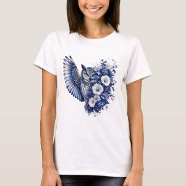 Camiseta Diseño de flores de búho PNG acuarela floral ave