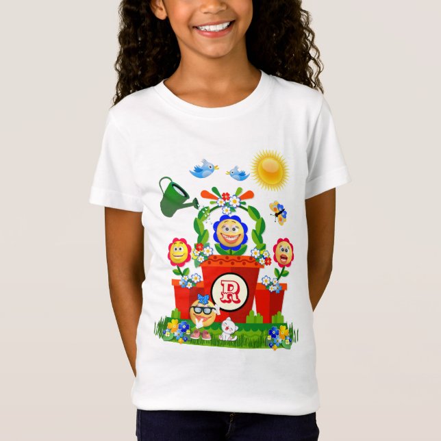 Camiseta Diseño de flores de Emoji coloridas de personaliza (Anverso)