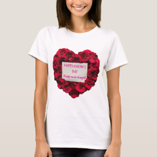 Camiseta Diseño de flores de rosa roja con forma de amor pa