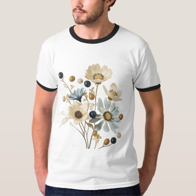 Camiseta Diseño de flores minimalista moderno (Anverso)