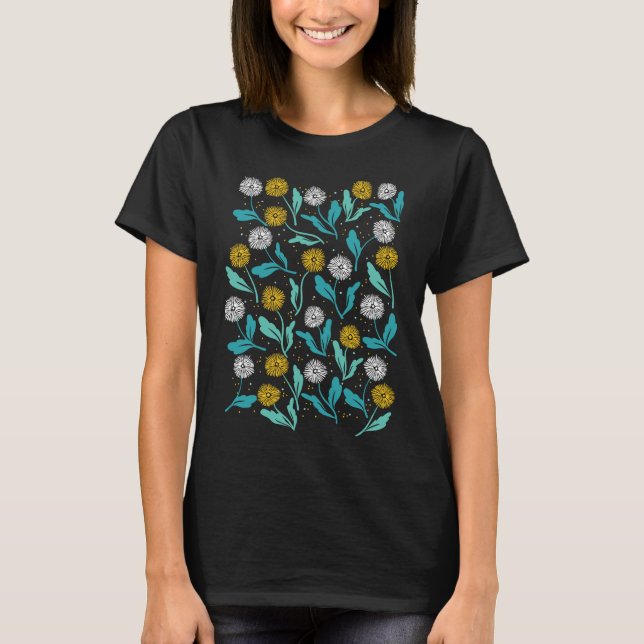 Camiseta Diseño de flores y hojas de Dandelion (Anverso)
