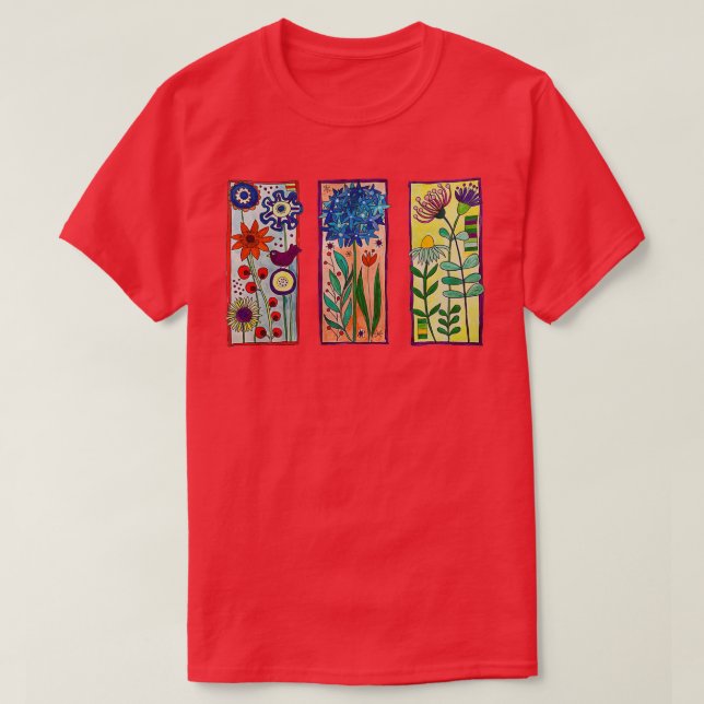 Camiseta Diseño de flores y pájaros en flor (Diseño del anverso)