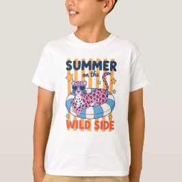 Camiseta Diseño de flotador para piscina Leopardo Verano en
