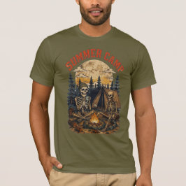 Camiseta Diseño de fogata de campamento de esqueleto de ver