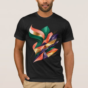 Camiseta Diseño de fragmento geométrico abstracto verde y d