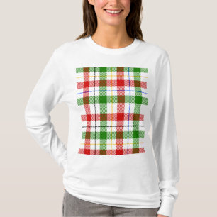 Camiseta Diseño de franela a cuadros rojo verde blanco de N