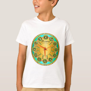Camiseta Diseño de frutas inspirador Reloj azul metálico