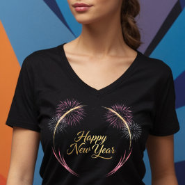 Camiseta Diseño de fuegos artificiales de Feliz Año Nuevo