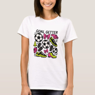Camiseta Diseño de fútbol Coquette de logro de meta con laz