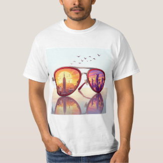 Camiseta Diseño de gafas de sol con horizonte urbano retro