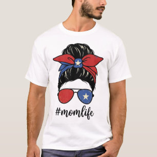 Camiseta Diseño de gafas de sol con moño desordenado de Pue