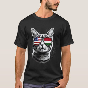 Camiseta Diseño de Gafas de Sol de Gato Húngaro EEUU Bander