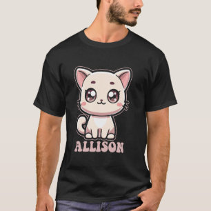 Camiseta Diseño de gatito lindo Allison para niñas de nombr