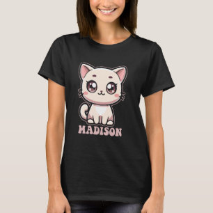 Camiseta Diseño de gatito lindo de Madison para niñas nombr