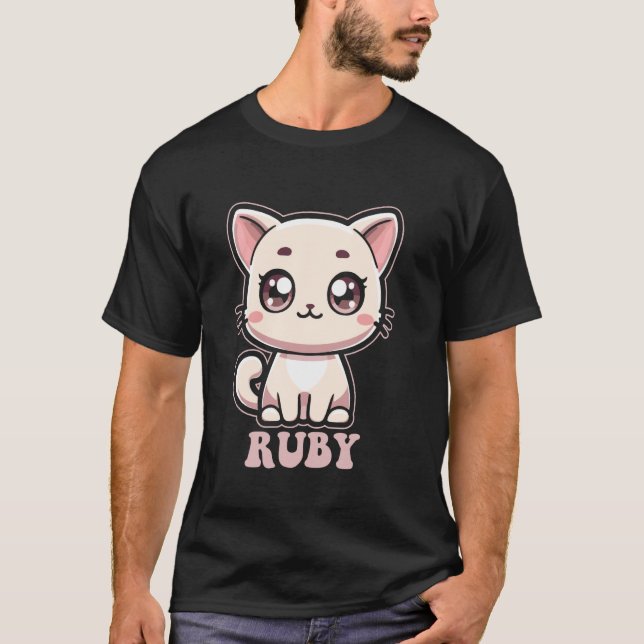 Camiseta Diseño de gatito lindo Ruby para niñas llamado Rub (Anverso)
