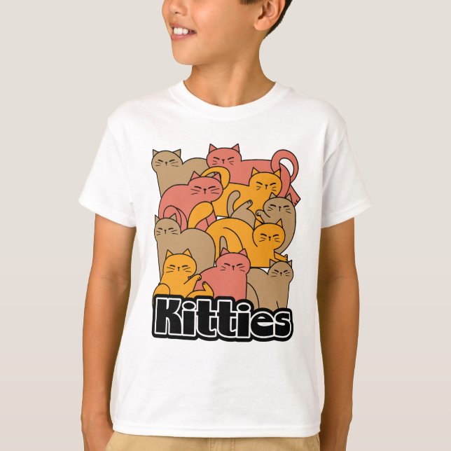 Camiseta Diseño de gatitos curados - Arte gato adorable (Anverso)