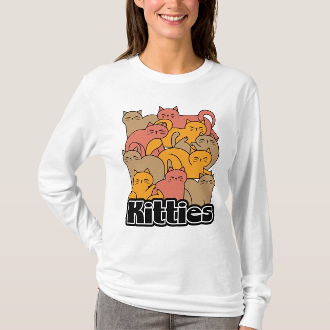 Camiseta Diseño de gatitos curados - Arte gato adorable (Anverso)