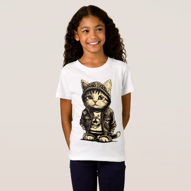 Camiseta Diseño de gatitos de rock de punk (Anverso completo)
