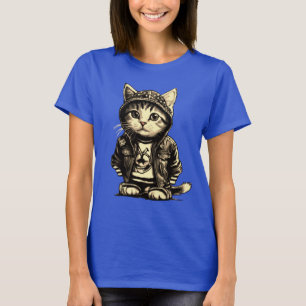 Camiseta Diseño de gatitos de rock de punk